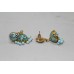 Gold Plated 925 Sterling Silver Enamel Jhumki Earrings, Turquoise color Beads